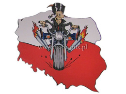 Naklejka Flaga Polski - motocyklista - szalony