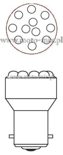 Żarówka LED czerwona BA15s (R 10W 12V) Żarówka LED czerwona BA15s (R 10W 12V)