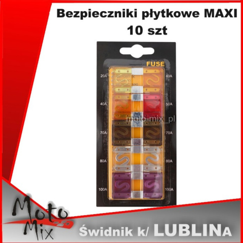 Bezpieczniki samochodowe - MAXI kpl 10 szt Bezpieczniki samochodowe - MAXI kpl 10 szt
