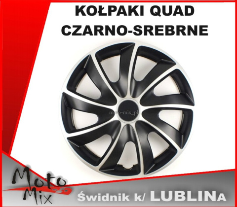 Kołpaki QUAD 16 cali - czarno - srebrny komplet 4 szt. Kołpaki QUAD 16 cali - czarno - srebrny komplet 4 szt.