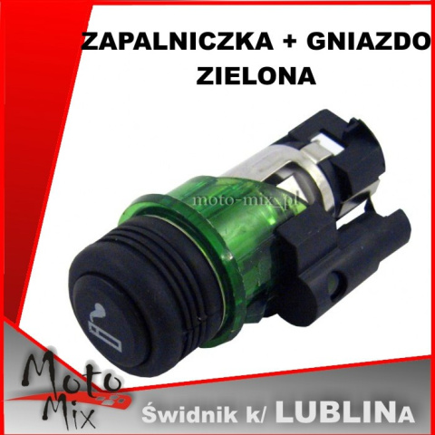 Zapalniczka samochodowa + gniazdo 12V podświetlane na zielono Zapalniczka samochodowa + gniazdo 12V podświetlane na zielono