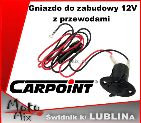 Gniazdo do zabudowy 12V z przewodami Gniazdo do zabudowy 12V z przewodami