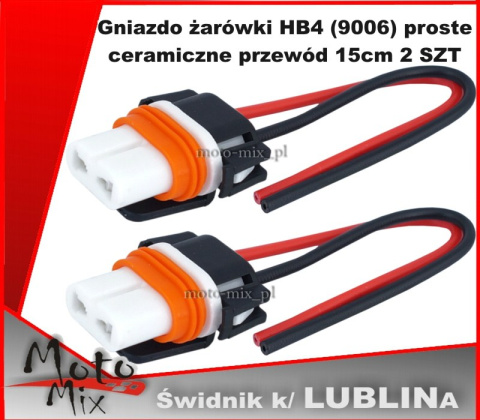 Gniazdo żarówki HB4 (9006) proste ceramiczne przewód 15cm 2 SZT Gniazdo żarówki HB4 (9006) proste ceramiczne przewód 15cm 2 SZT