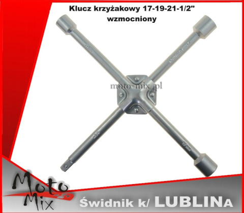Klucz krzyżakowy 17-19-21-1/2" wzmocniony Klucz krzyżakowy 17-19-21-1/2" wzmocniony