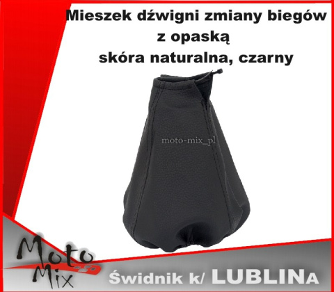 Mieszek dźwigni biegów czarny SKÓRA NATURALNA z opaską Mieszek dźwigni biegów czarny SKÓRA NATURALNA z opaską