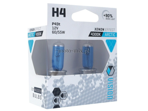 Zestaw żarówek H4 VISIONarctic white 12V 60/55W P43t U E4 +90%, 2 szt. Zestaw żarówek H4 VISIONarctic white 12V 60/55W P43t U E4 +90%, 2 szt.