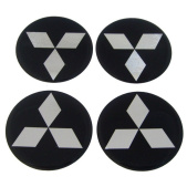Naklejki na kołpaki MITSUBISHI 55 mm silikonowe chrom logo
