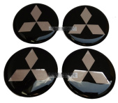 Naklejki na kołpaki Mitsubish 50 mm silikonowe chrom logo