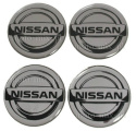 Naklejki na kołpaki Nissan 50 mm silikonowe srebrne