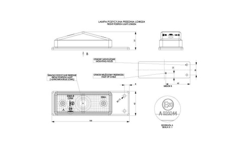 Lampa obrysowa prostokątna płaska wisząca - CZERWONA Lampa obrysowa prostokątna płaska wisząca - CZERWONA