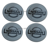 Naklejki na kołpaki NISSAN 60 mm chrom silikonowe
