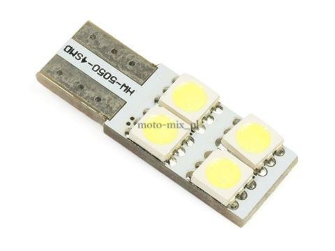 Żarówka samochodowa LED W5W T10 4 SMD 5050 CAN BUS BOCZNA Żarówka samochodowa LED W5W T10 4 SMD 5050 CAN BUS BOCZNA