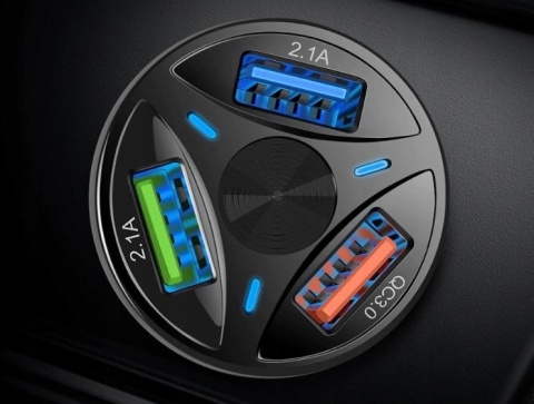 Szybka ładowarka samochodowa 3x USB | Szybkie ładowanie Quick Charge Szybka ładowarka samochodowa 3x USB | Szybkie ładowanie Quick Charge
