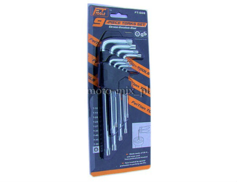 Klucze imbusowe kuliste, 180mm, rozmiary 1,5 - 10mm, 9 szt. Klucze imbusowe kuliste, 180mm, rozmiary 1,5 - 10mm, 9 szt.