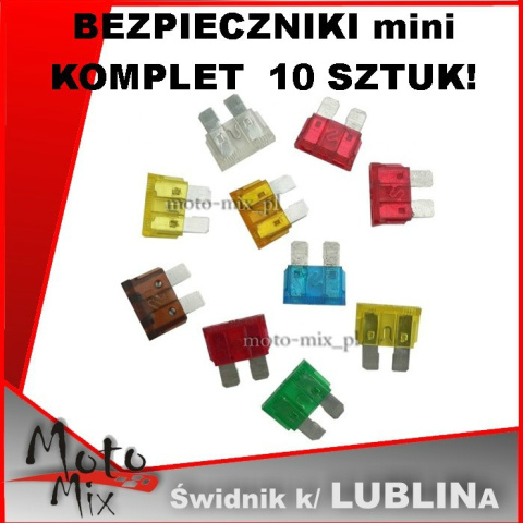 Bezpieczniki samochodowe - komplet 10 szt Bezpieczniki samochodowe - komplet 10 szt