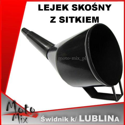 Lejek do paliwa skośny z sitkiem i z rączką Lejek do paliwa skośny z sitkiem i z rączką