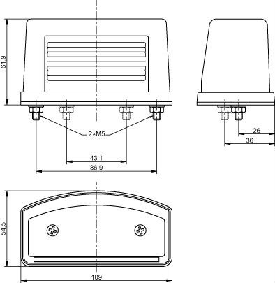 Lampa oświetlenia tablicy rejestracyjnej uniwersalna prostokątna - czerwona LT106 Lampa oświetlenia tablicy rejestracyjnej uniwersalna prostokątna - czerwona LT106