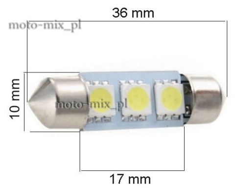 Żarówka RURKOWA C5W 3 LED SMD 36mm Żarówka RURKOWA C5W 3 LED SMD 36mm