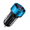 Szybka ładowarka samochodowa 2x USB z wyświetlaczem LED | Quick Charge 3.0 | Miernik napięcia BLACK