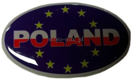 Naklejka silikonowa POLAND w Unii elipsa 9x5,3 cm