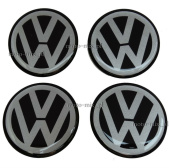 Naklejki na kołpaki Volkswagen 50 mm silikonowe czarne VW
