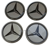 Naklejki na kołpaki Mercedes 60 mm silikonowe srebrne