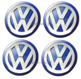 Naklejki na kołpaki Volkswagen 50 mm silikonowe niebieskie VW