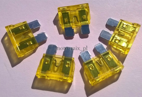BEZPIECZNIK PŁYTKOWY UNI 19mm 20A 5szt BEZPIECZNIK PŁYTKOWY UNI 19mm 20A 5szt