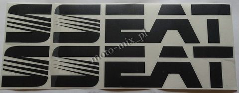 Naklejka SEAT napis czarny + logo 34,5x8cm