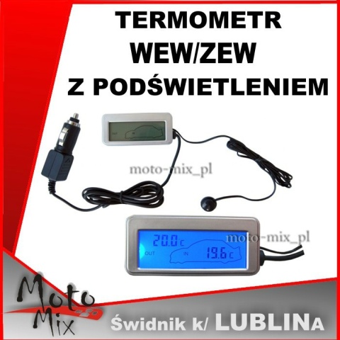 Termometr cyfrowy wew/zew 12V/24V Termometr cyfrowy wew/zew 12V/24V
