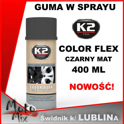 COLOR FLEX Guma w sprayu K2 CZARNY MAT 400 ML COLOR FLEX Guma w sprayu K2 CZARNY MAT 400 ML