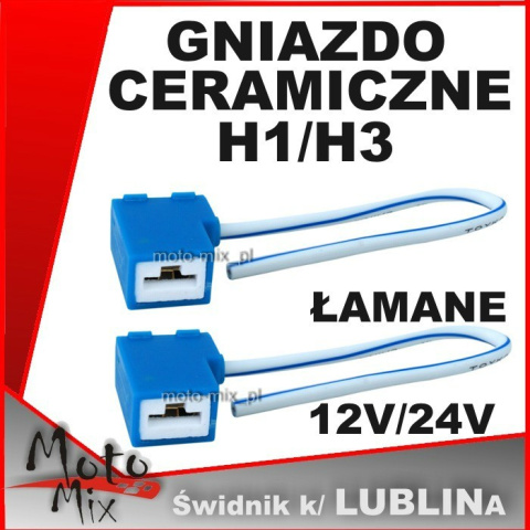 Gniazdo ceramiczne żarówki H1/H3 łamane przewód 15cm 2 szt. Gniazdo ceramiczne żarówki H1/H3 łamane przewód 15cm 2 szt.