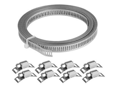 Opaska Zestaw do robienia opasek zaciskowych: taśma 8 mm x 3 m + 8 zacisków ślimakowych Opaska Zestaw do robienia opasek zaciskowych: taśma 8 mm x 3 m + 8 zacisków ślimakowych