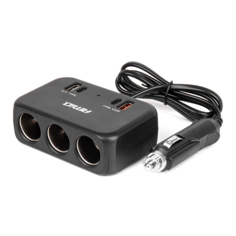 Rozgałęziacz rozdzielacz gniazda zapalniczki z ładowarką 1x USB-A 1x USB-C QC4.0 12V 24V 120W 80cm Rozgałęziacz rozdzielacz gniazda zapalniczki z ładowarką 1x USB-A 1x USB-C QC4.0 12V 24V 120W 80cm