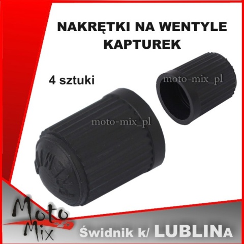 Nakrętki na wentyle KAPTUREK 4szt czarny