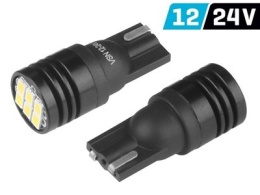 Żarówka W5W (T10) 12/24V 6x 3020 SMD Ultra Bright LED, nonpolar, biała, 2 szt.