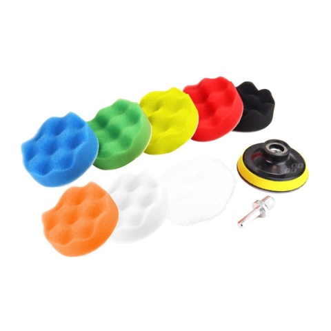 Zestaw gąbek do polerowania gąbki polerskie 8 el.+ dysk 80 mm + adapter M14 Zestaw gąbek do polerowania gąbki polerskie 8 el.+ dysk 80 mm + adapter M14