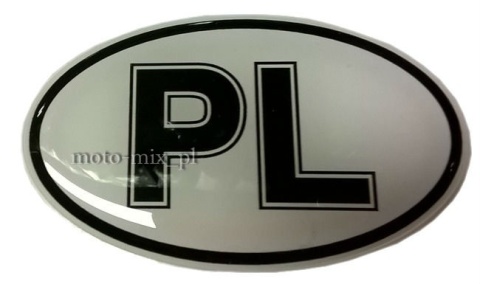 Naklejka silikonowa - PL biała 7,5x4,5 cm Naklejka silikonowa - PL biała 7,5x4,5 cm