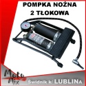 Pompka nożna słupkowa dwutłokowa z analogowym ciśnieniomierzem, max 10 BAR / 140 PSI
